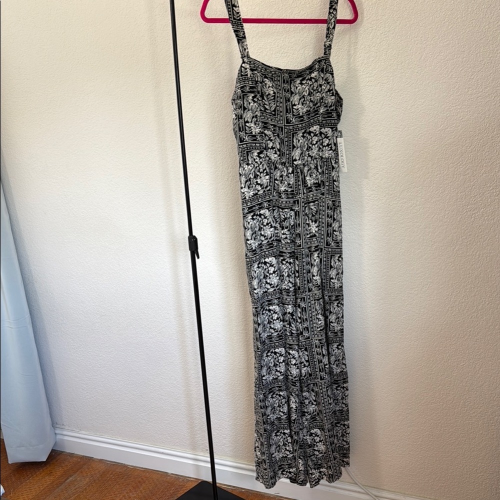 Black and White Floral Wide-Leg Pants